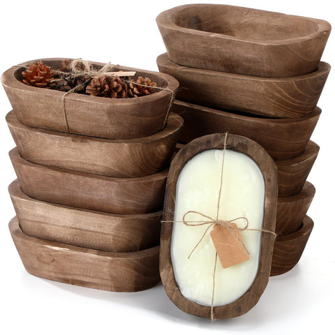 Tioncy cuencos de madera decorativos ovalados con 12 unidades para centros de mesa.
