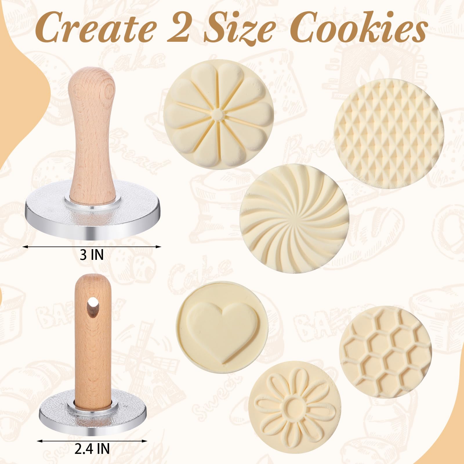 Tioncy estampa galletas 3 pulgadas para tamaño perfecto en galletas.