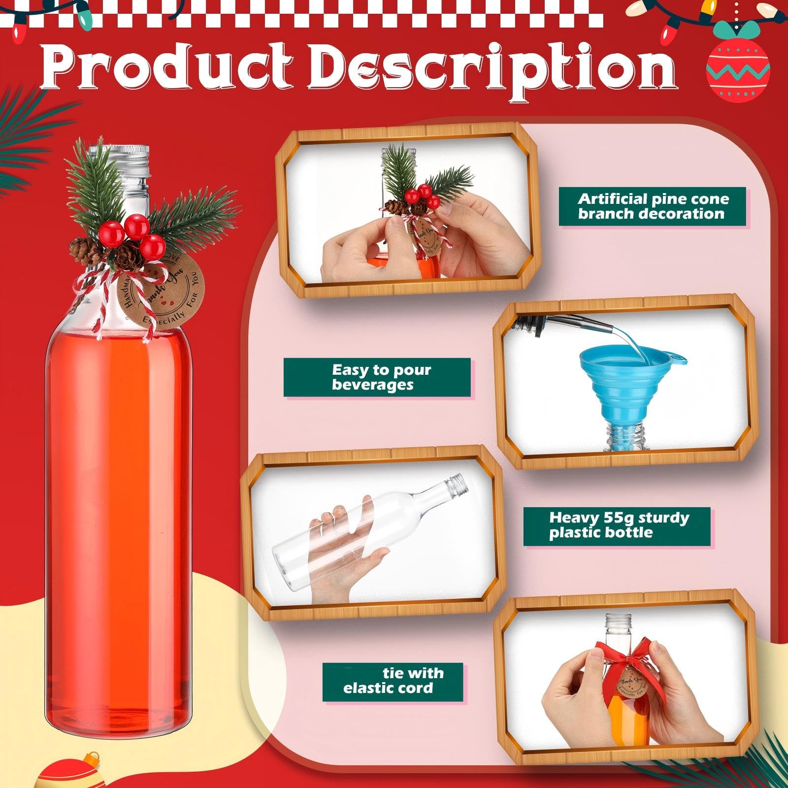 Etiquetas navideñas de Tioncy para personalizar botellas.