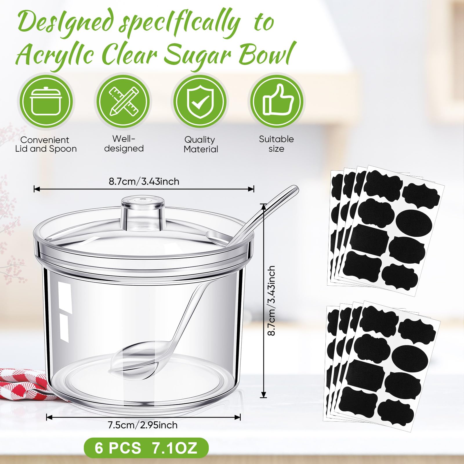 Jarras acrílicas transparentes Tioncy con tapa y cuchara, duraderas para condimentos
