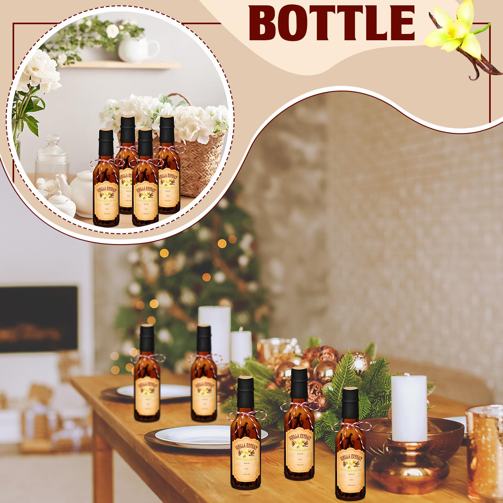 Conjunto de 16 frascos de vidrio marrón para regalos y almacenamiento