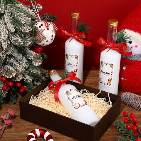 Pegatinas Coquito con diseño navideño para personalizar botellas Tioncy.