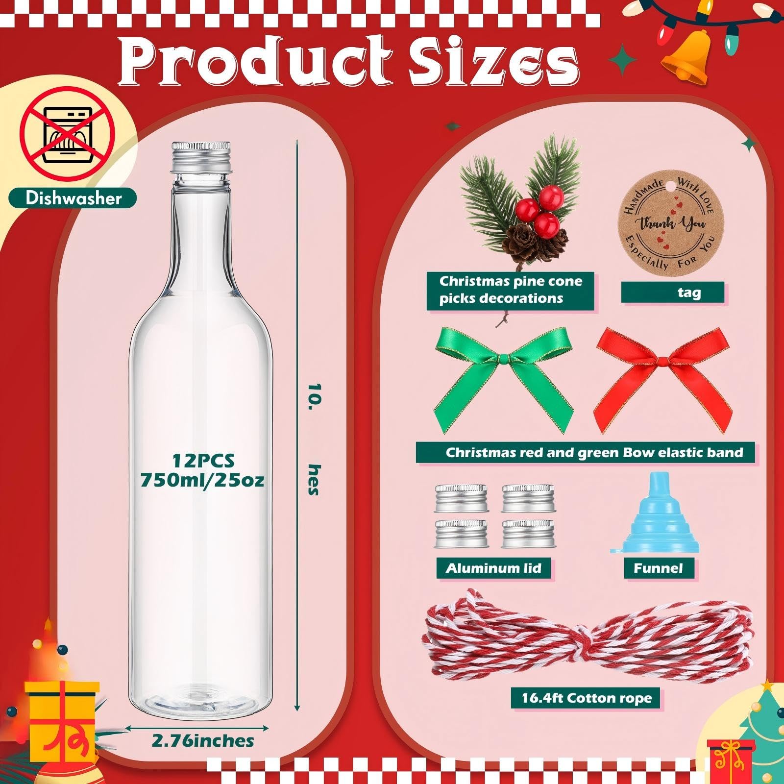 Piñas navideñas mini de Tioncy para embellecer botellas.