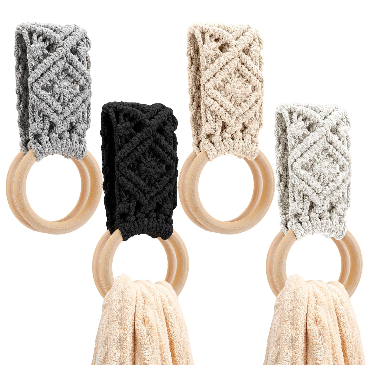 Tioncy porta toallas crochet blanco, soporte estable para cocina