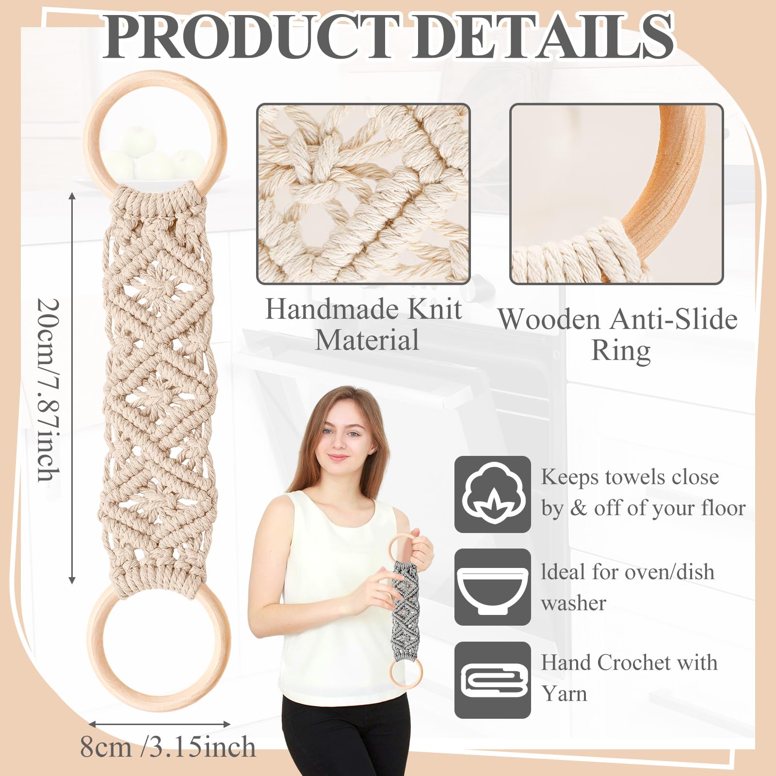Tioncy porta toallas crochet crema, toque suave para baño y cocina