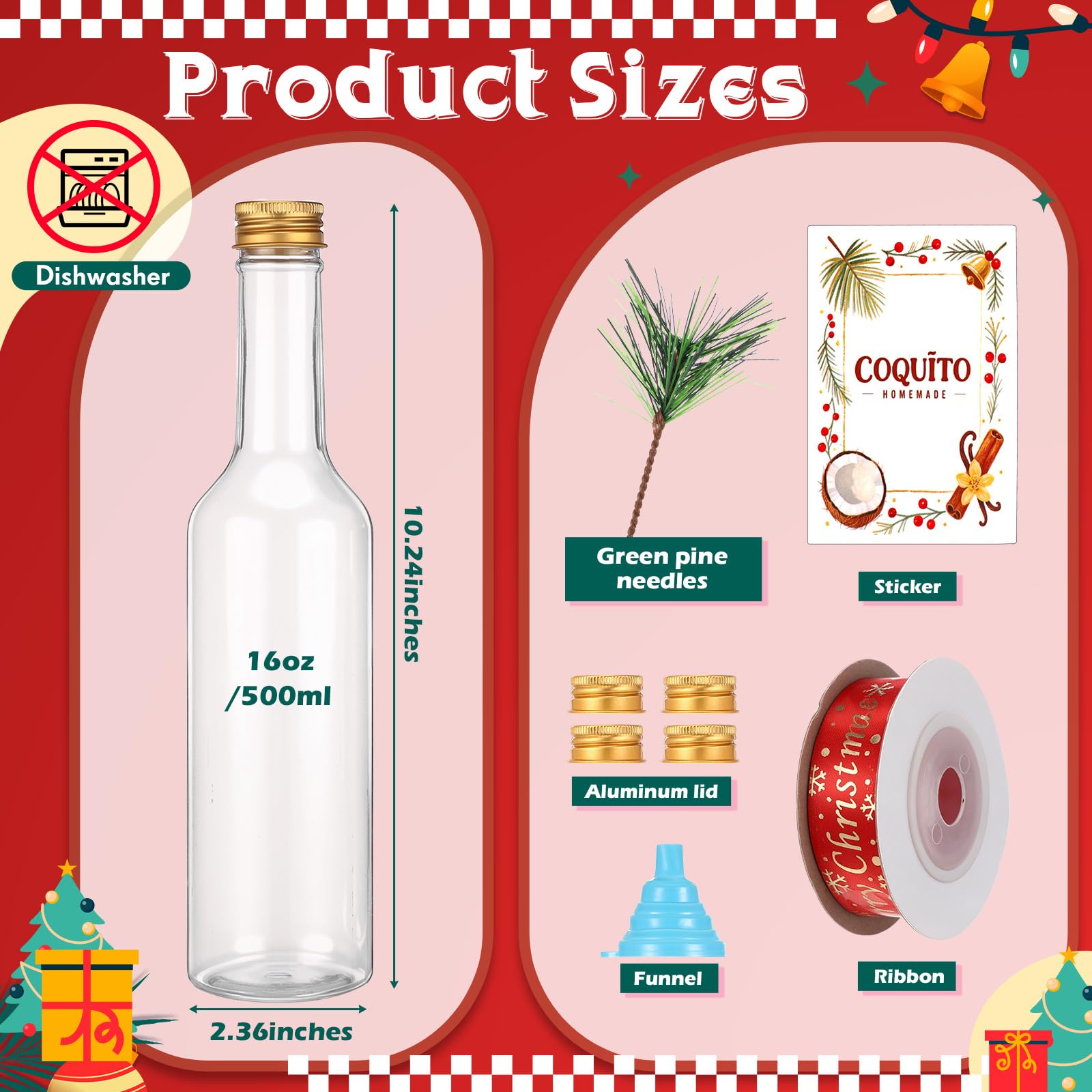 Ramas de pino navideñas para decorar botellas Tioncy.