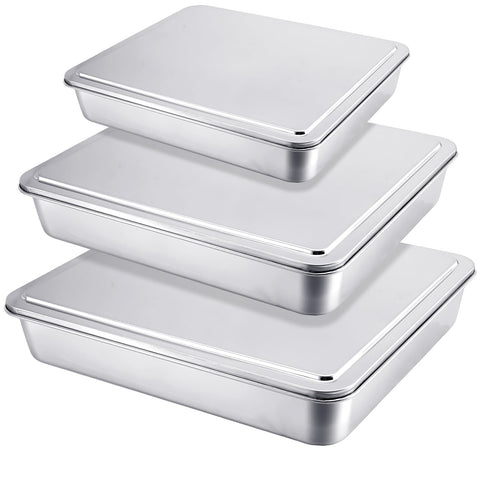 Moldes rectangulares Tioncy de 13, 11 y 9 pulgadas con tapa para hornear