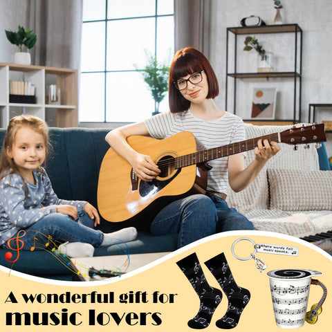 Tioncy taza cerámica musical con detalle de notas, regalo encantador para estudiantes