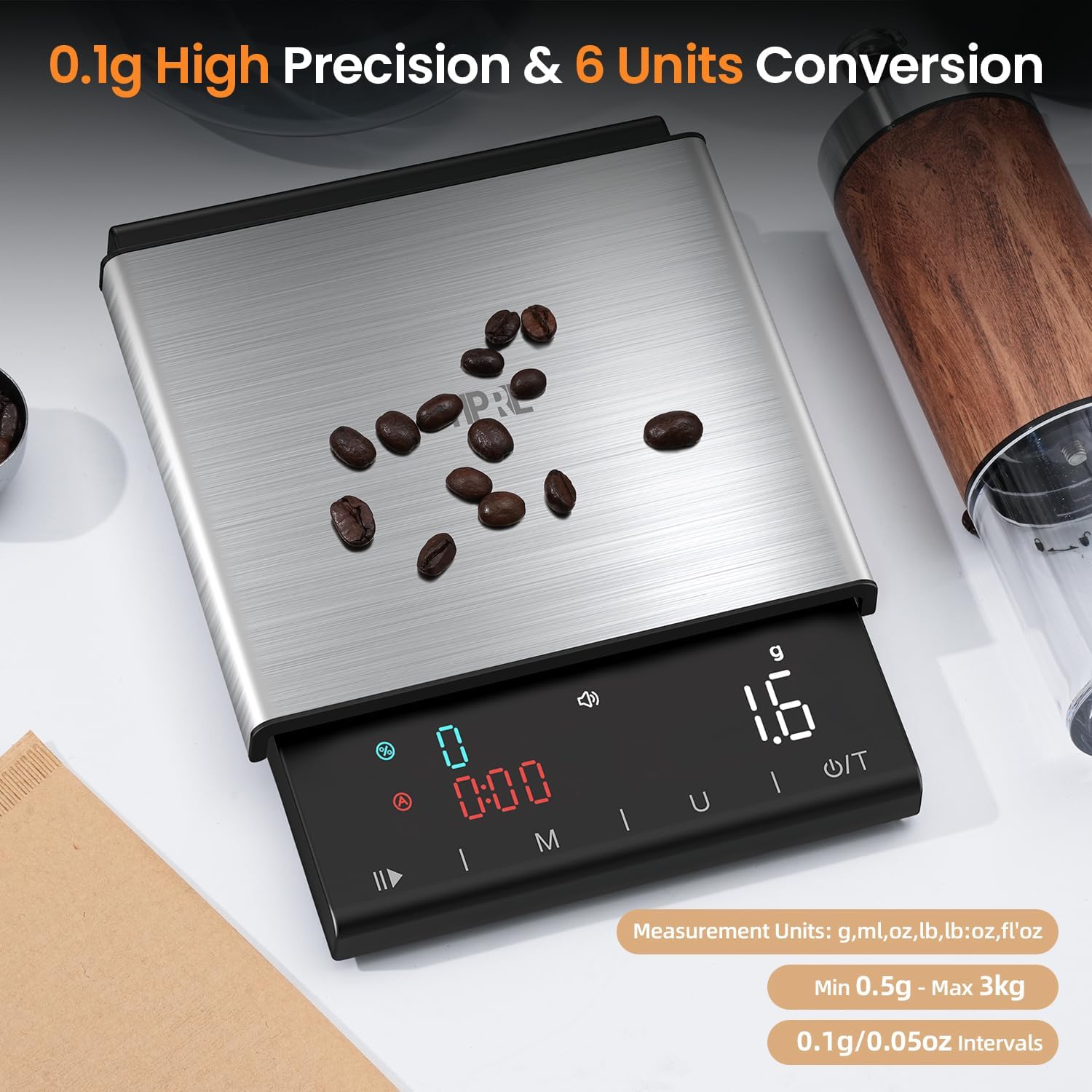 TIPRE Balanza de precisión 0,1 g para extracción controlada.