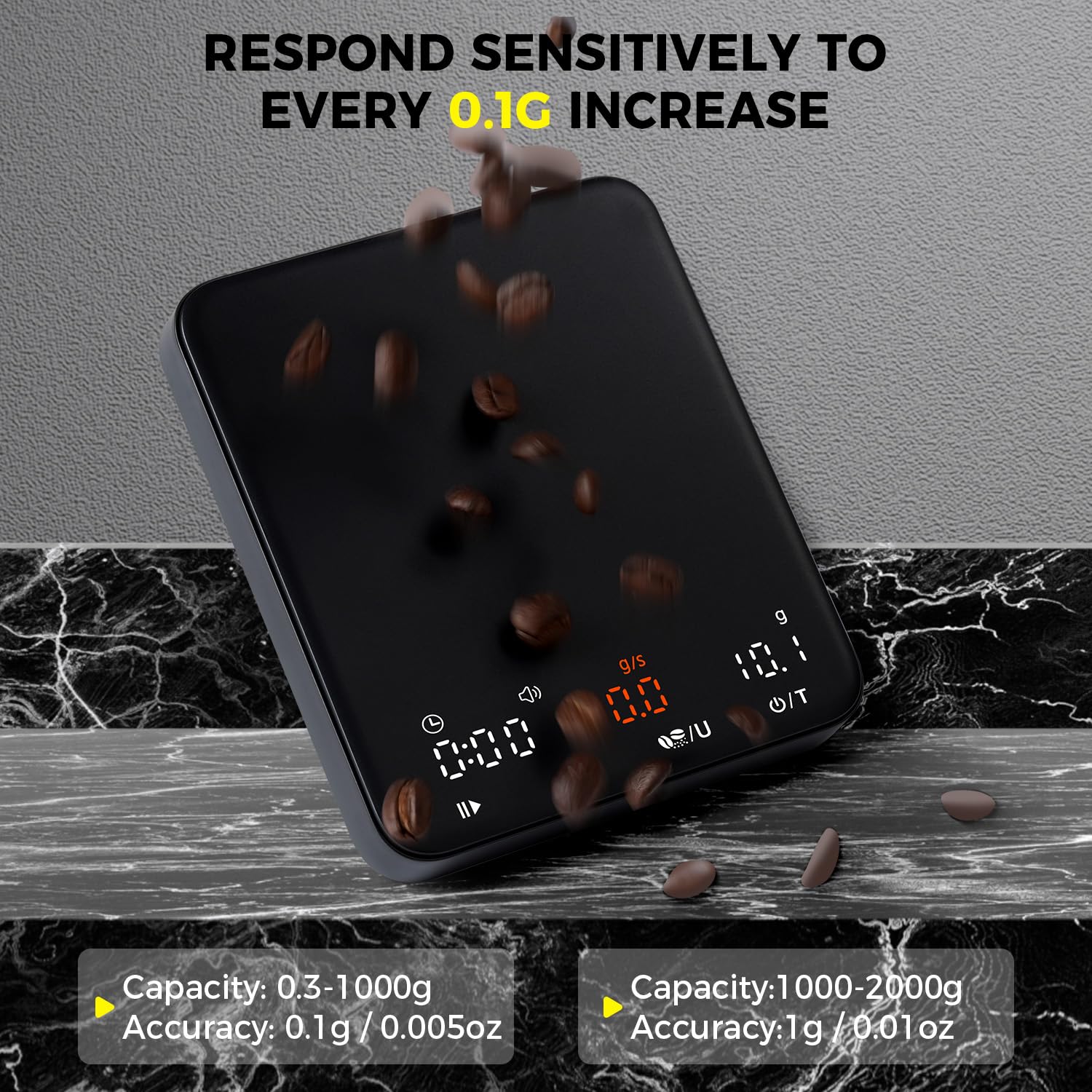 TIPRE Mini Balanza para Espresso con temporizador para sincronizar la extracción