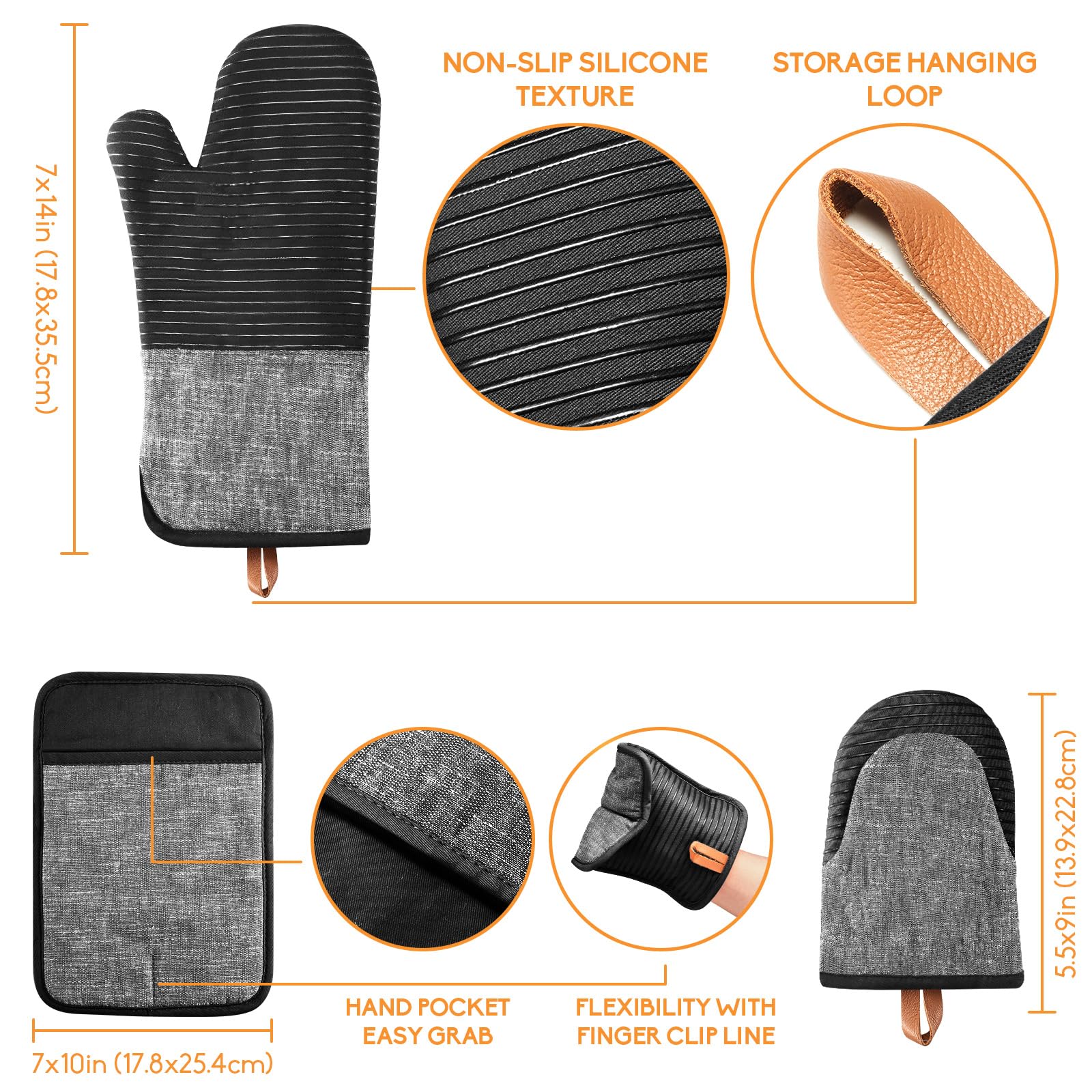 Manoplas mini TIPTAP negras para manipular utensilios pequeños con seguridad