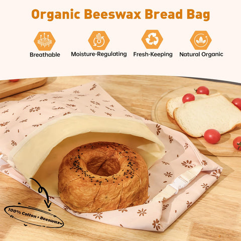 Bolsas Tirphy de cera para pan de masa madre, cierre enrollable para mayor frescura.