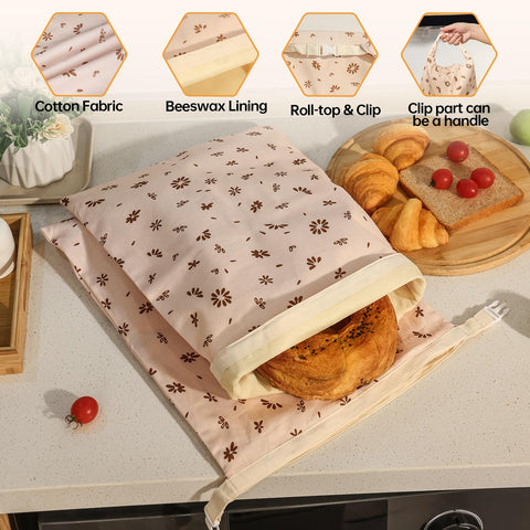 Bolsas reutilizables Tirphy con cera, ecológicas y fáciles de limpiar.