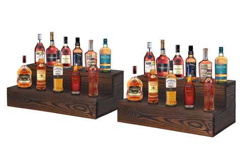 TIRYIUOU estante botellas dos niveles de madera, exhibición ideal para la barra