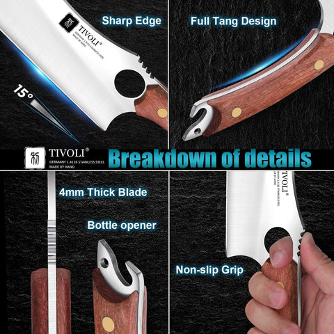 Cuchillo carnicero Tivoli acabado satinado facilita limpieza y estilo