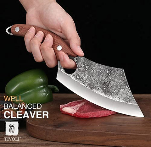 Cuchillo carnicero TIVOLI con funda de cuero para transporte seguro