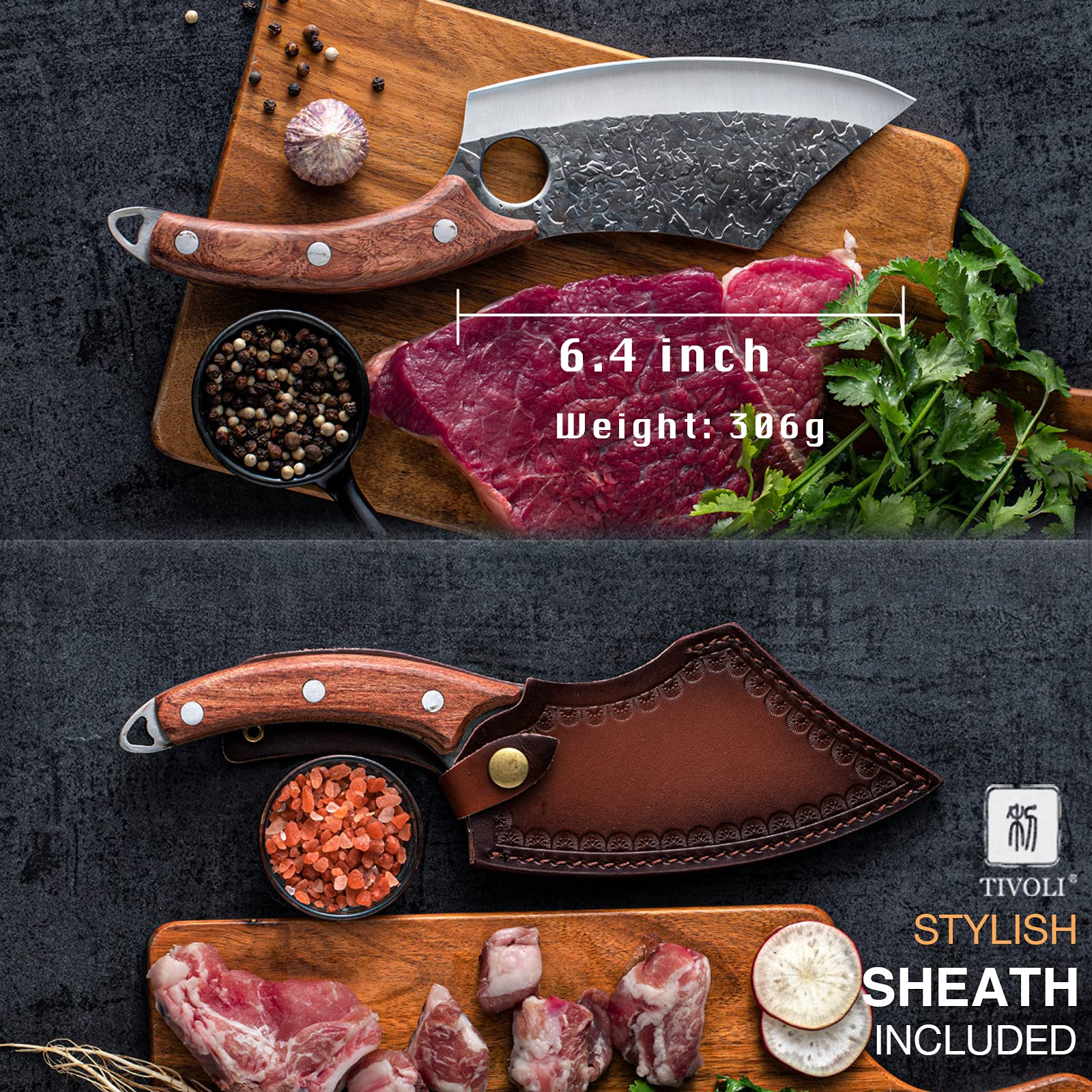 Cuchillo carnicero TIVOLI con mango-curvo para comodidad en uso prolongado