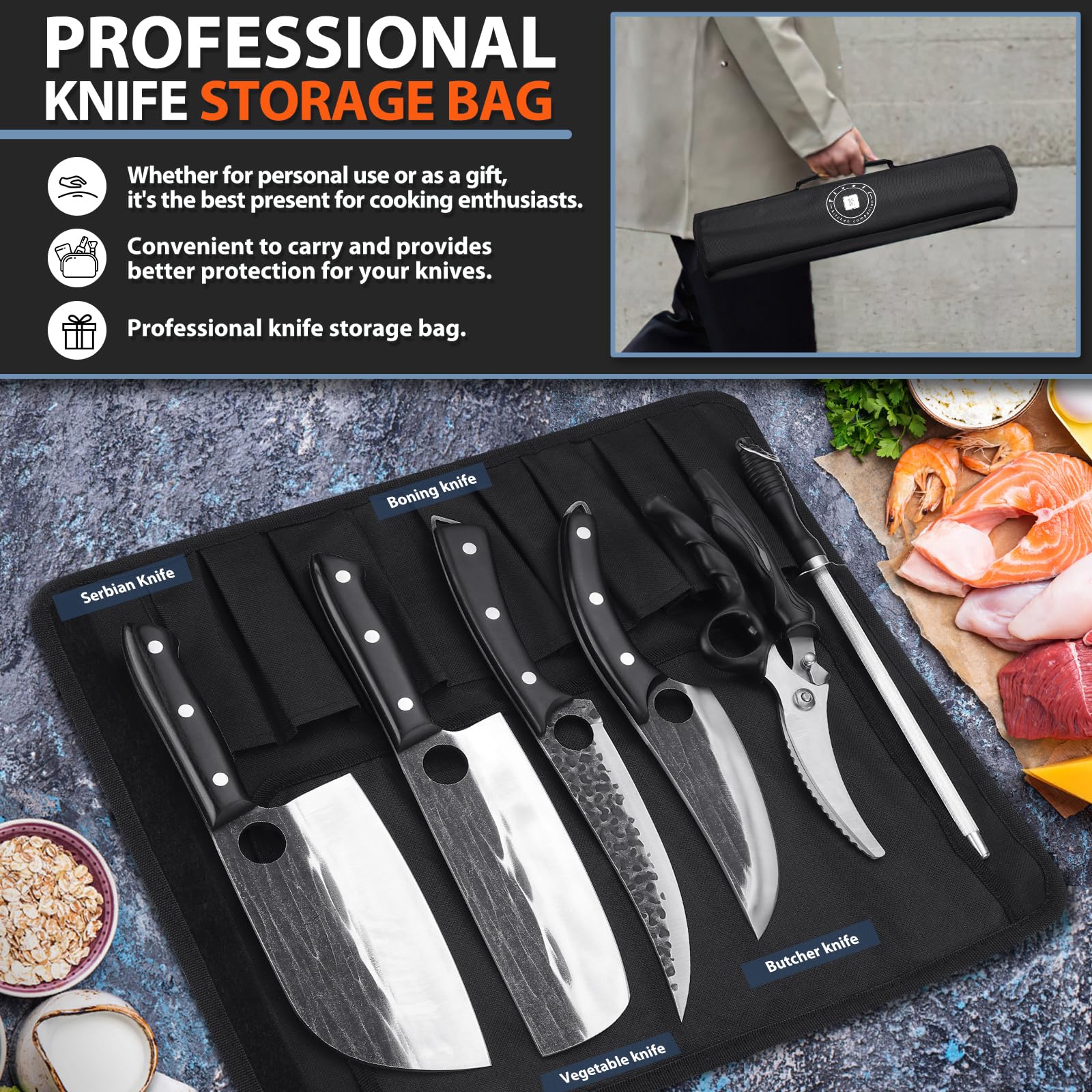 Cuchillo chef serbio Tivoli para cortes precisos