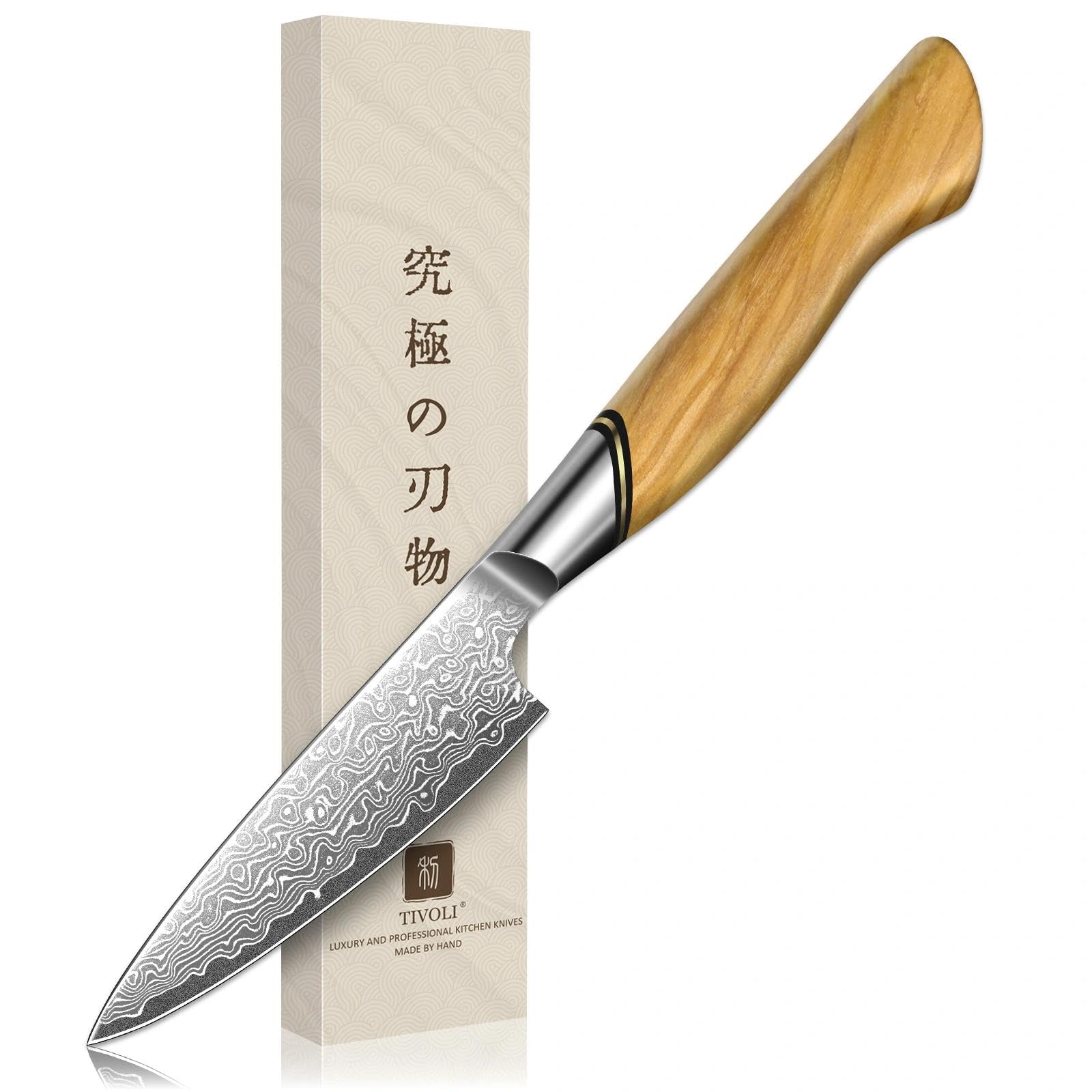 Cuchillo TIVOLI Damascus para mondar, filo duradero y preciso para uso diario.