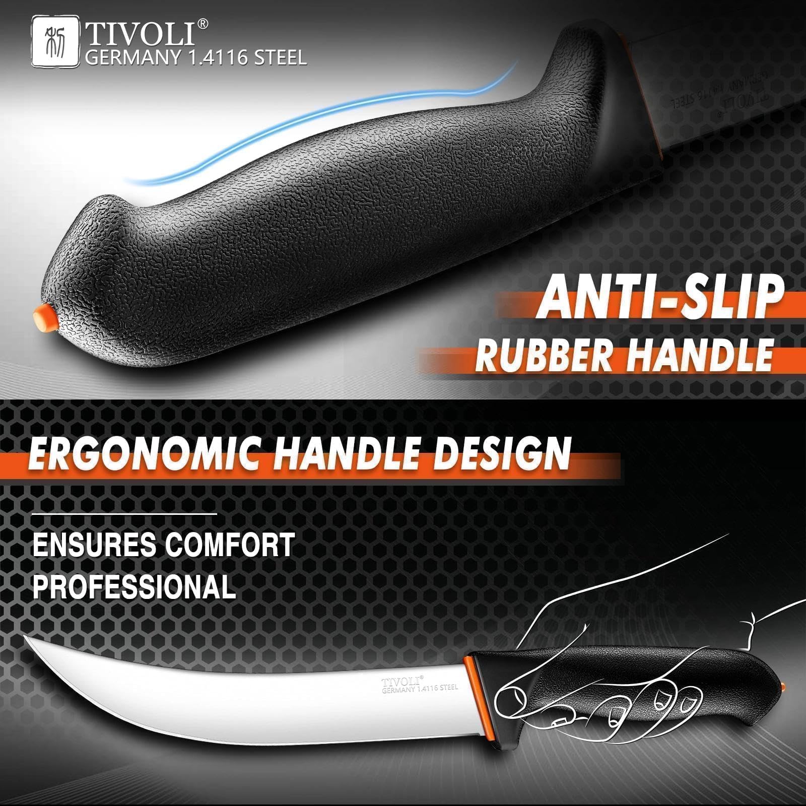 Cuchillo rebanador TIVOLI de 8 pulgadas, cortes precisos.