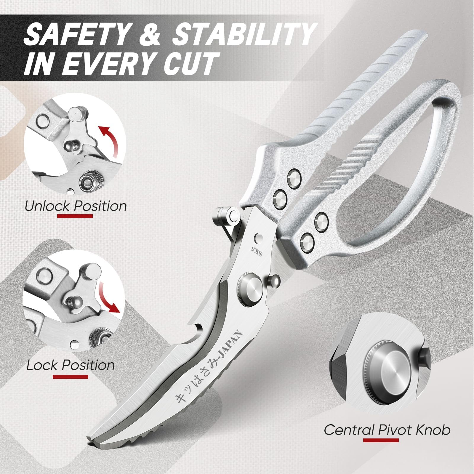 TIVOLI Tijeras con abertura de botellas integrada para tareas rápidas.