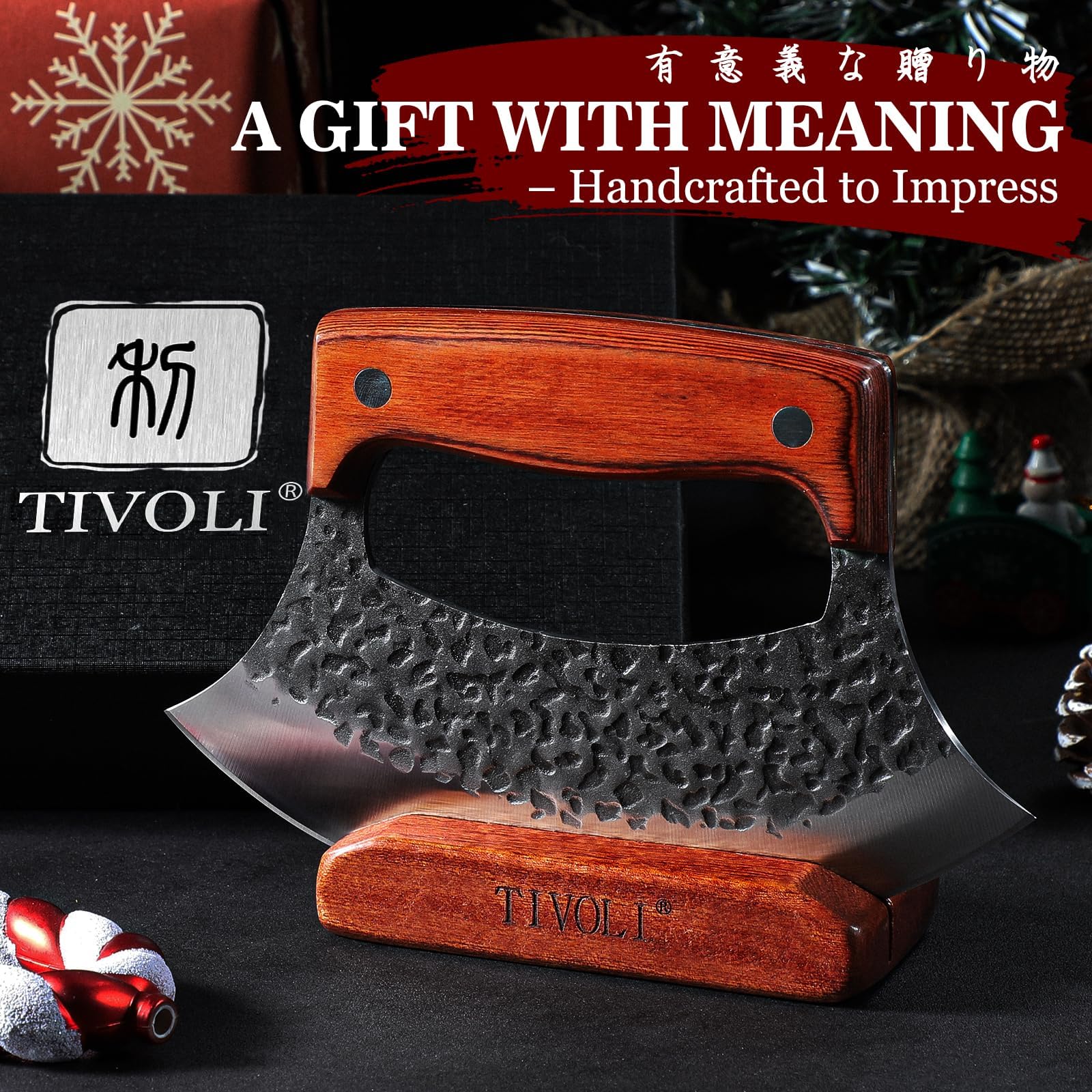 Acero forjado de alto carbono en cuchillo Ulu de TIVOLI para mayor durabilidad.