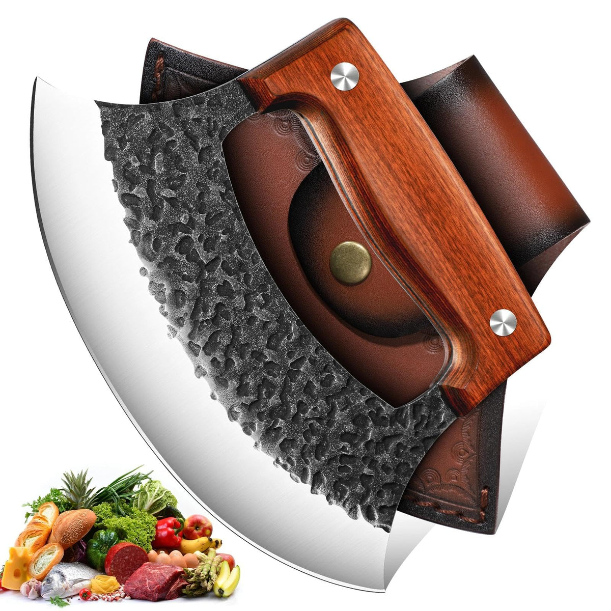 Cuchillo ulu forjado a mano Tivoli para precisión en picado.
