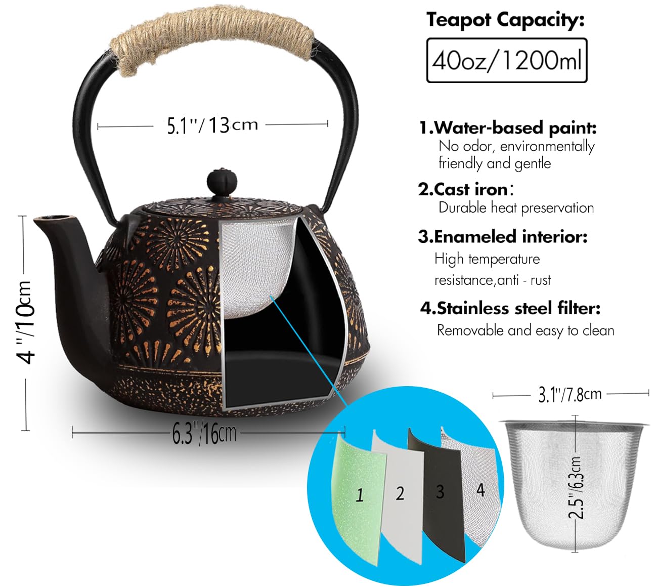 TiwisiTe tetera con empaque elegante, regalo perfecto para amantes del té.