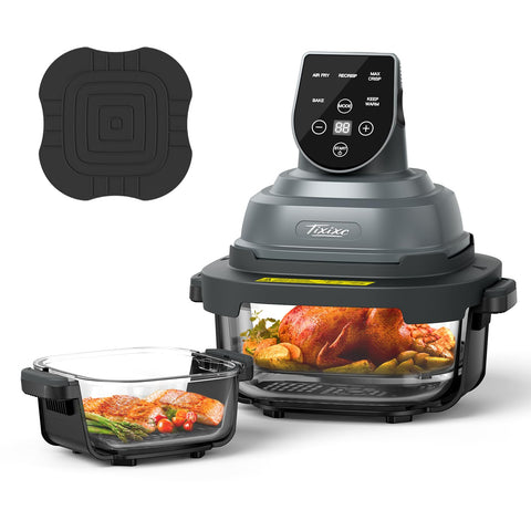 Tixixc Freidora de vidrio 4qt para comidas familiares, vista clara de la cocción.