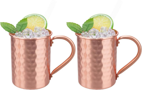 Vasos TJ Moscow Mule, juego de cobre 14 oz, perfectos para cócteles fríos en casa.