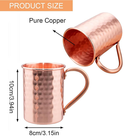 Vasos TJ Moscow Mule con textura martillada para un estilo clásico.