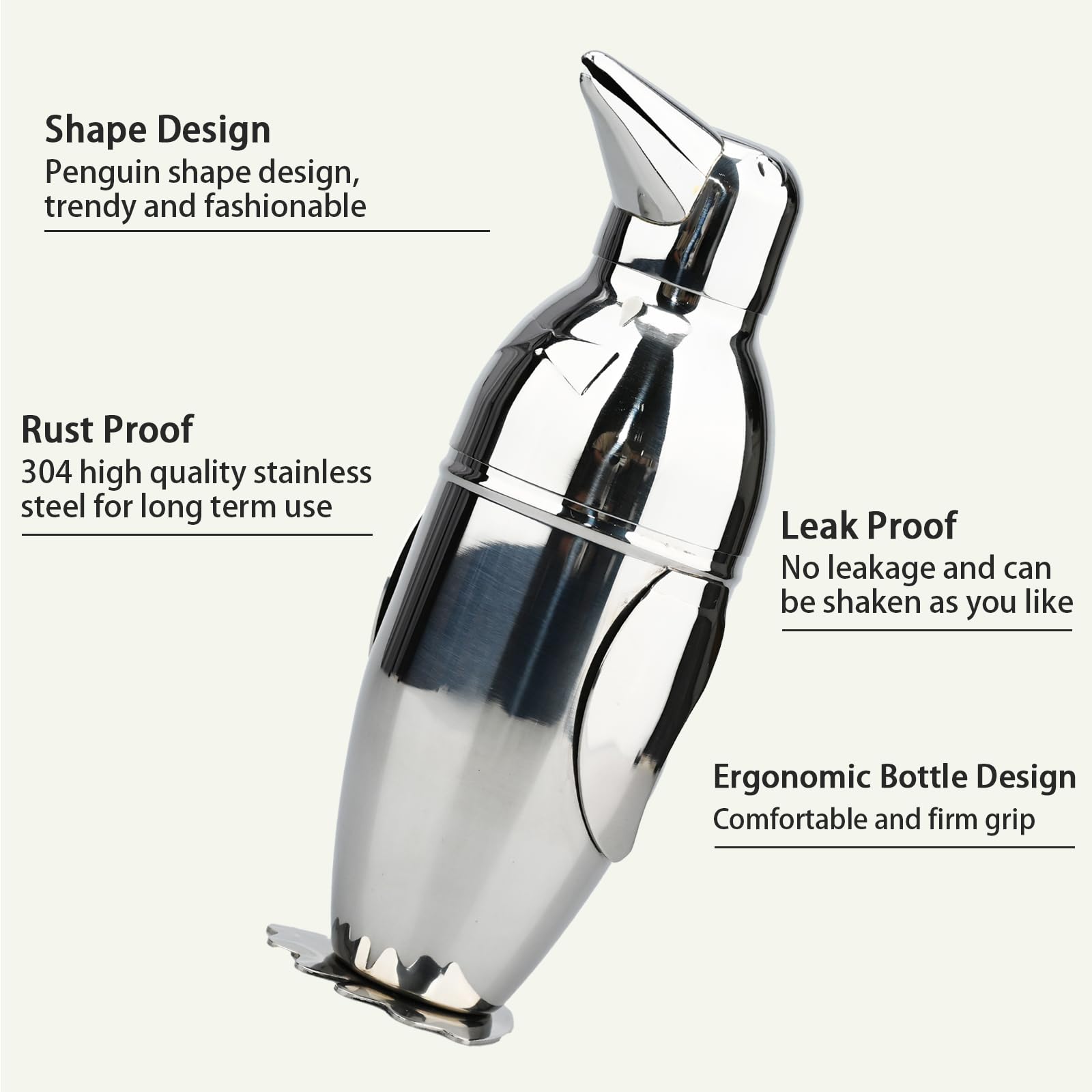 Acabado en acero inoxidable brillante de TJ Penguin para durabilidad