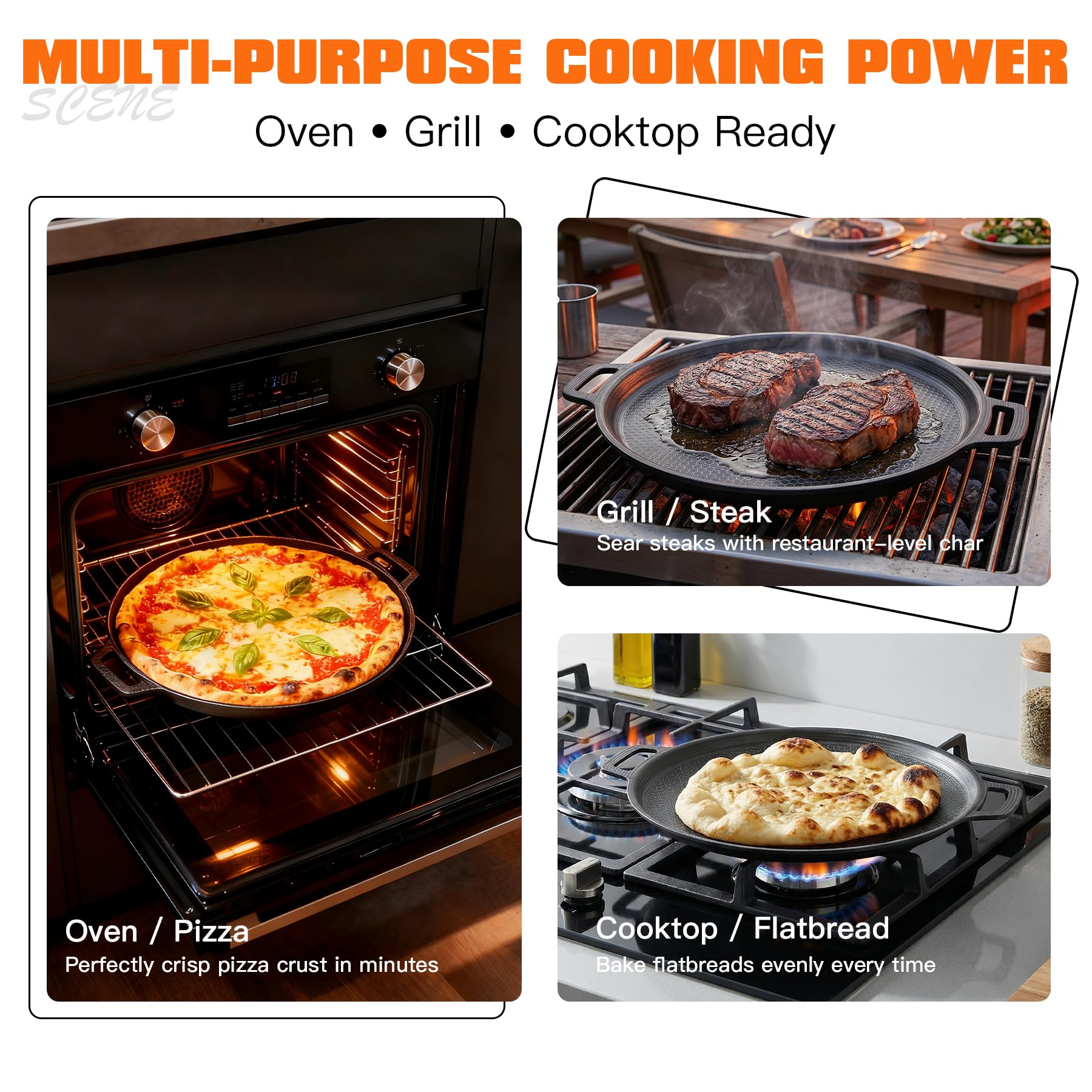 TJCYGO pizza steel para hornear pizzas, asar carnes y recalentar sobras.