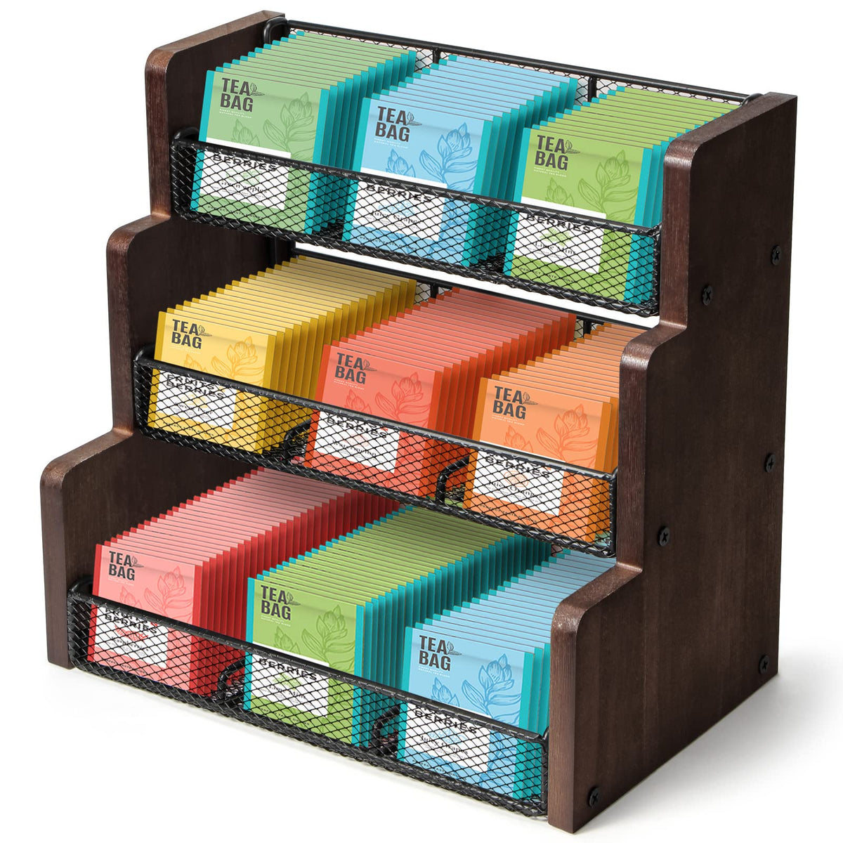 Organizador TJ.MOREE de té tres niveles en madera para la encimera, práctico y elegante
