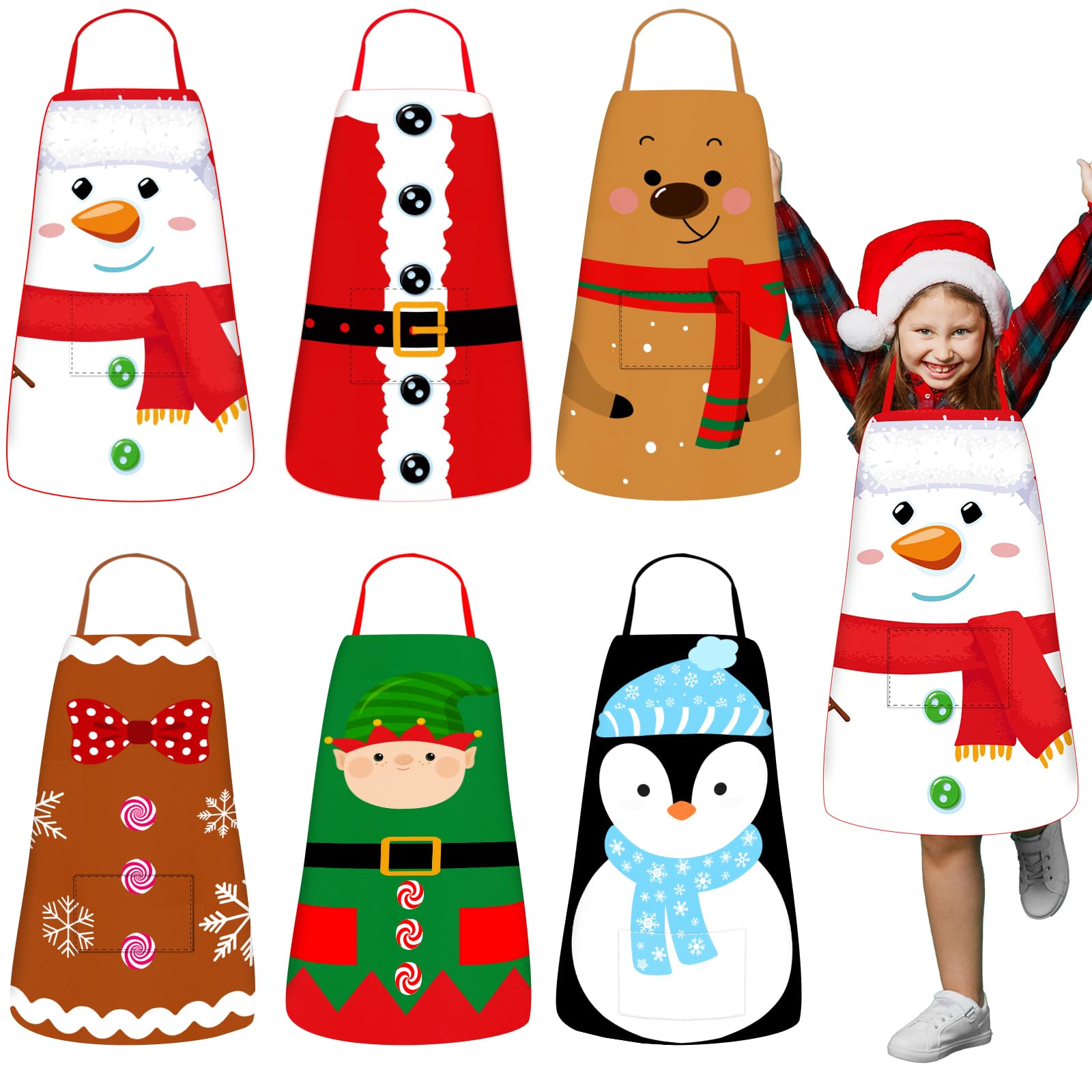 Delantal infantil Tkifoda con bolsillo, ideal para manualidades y horneado durante fiestas.