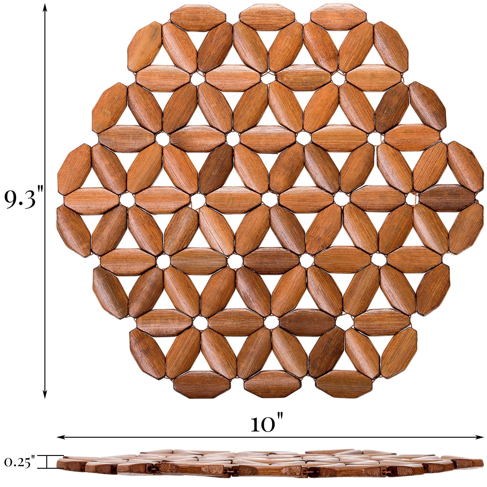 Tlence alfombrilla de bambú hexagonal para proteger encimeras y mesas