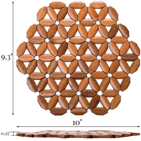 Tlence alfombrilla de bambú hexagonal para proteger encimeras y mesas