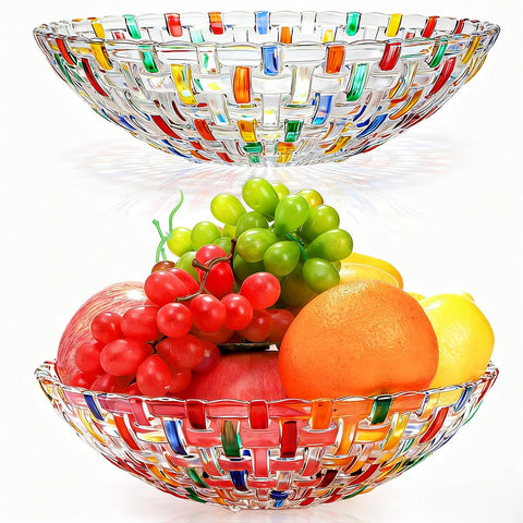 Tlence cuenco de fruta en cristal colorido, 10 pulgadas, ideal para servir fruta