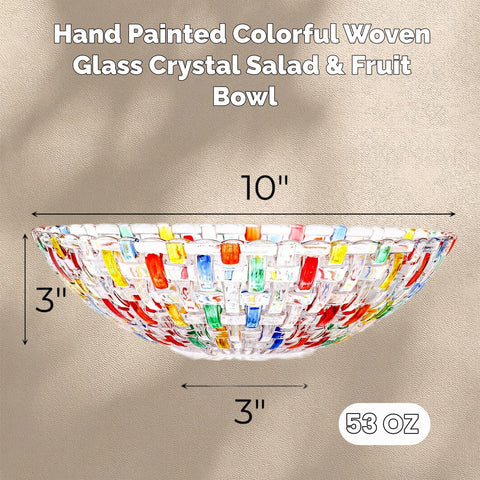 Tlence cuenco de cristal colorido, pintado a mano, perfecto para ensaladas
