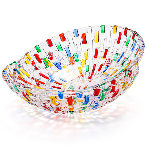 Tlence cuenco decorativo con diseño tejido, cristal vibrante