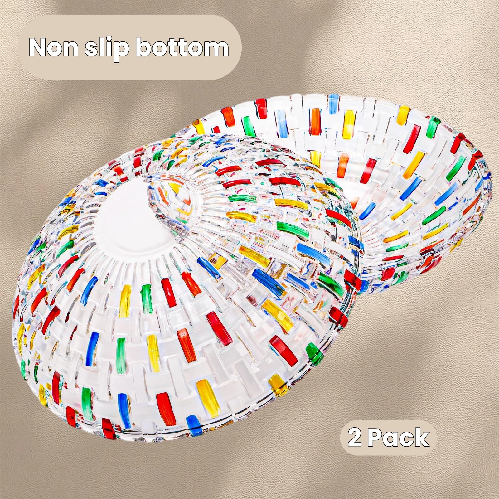 Tlence cuenco cristal transparente con diseño tejido, ideal como centro de mesa