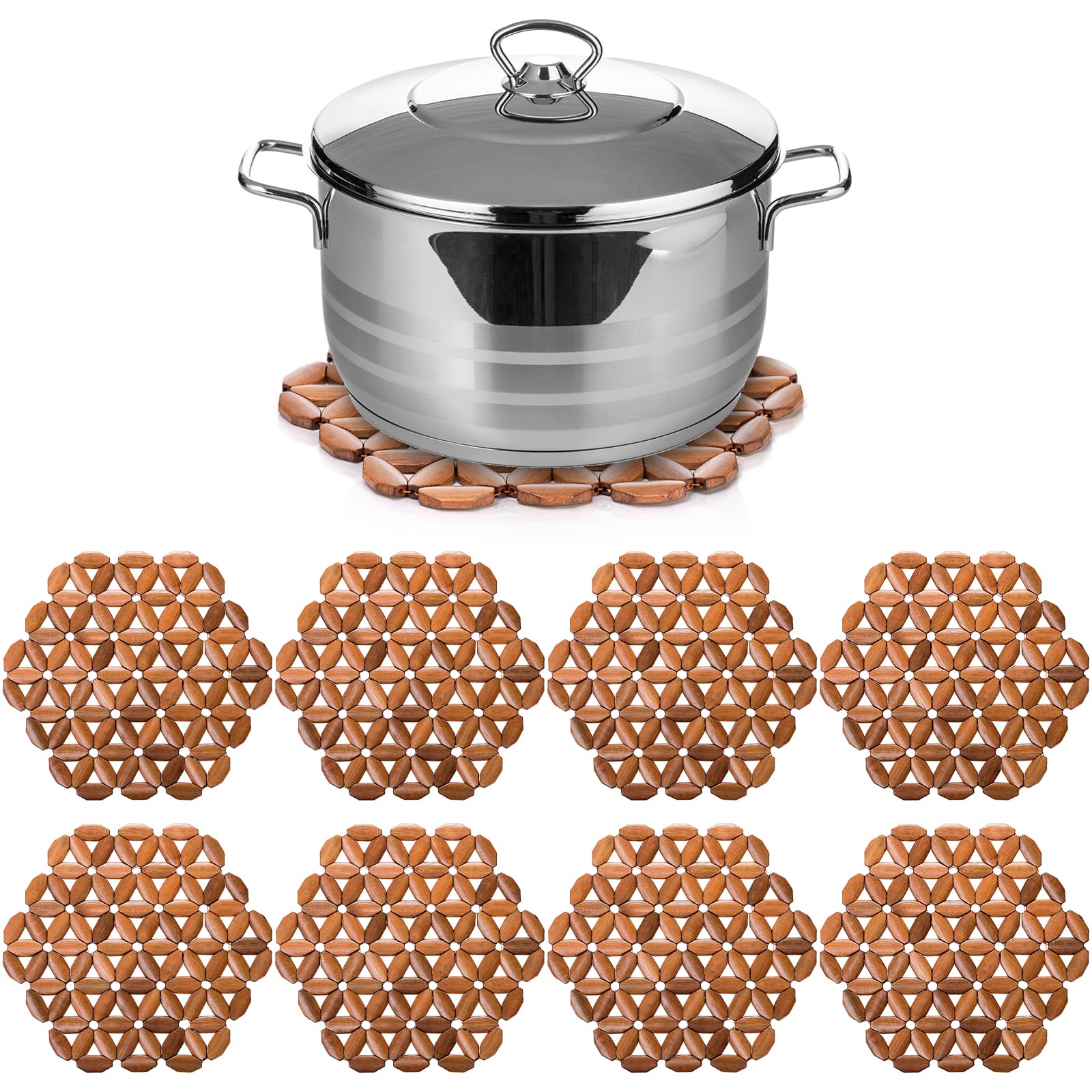 Tlence posavasos de bambú hexagonal para proteger superficies y mantener el calor