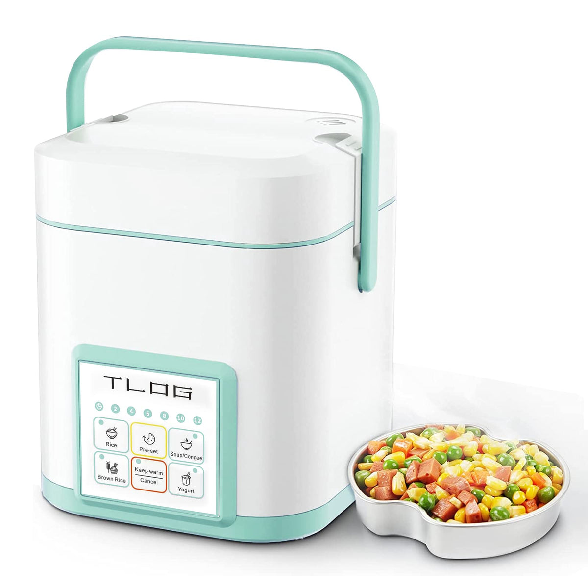 TLOG Olla arrocera mini, exterior compacto para cocción rápida y ahorro de espacio.