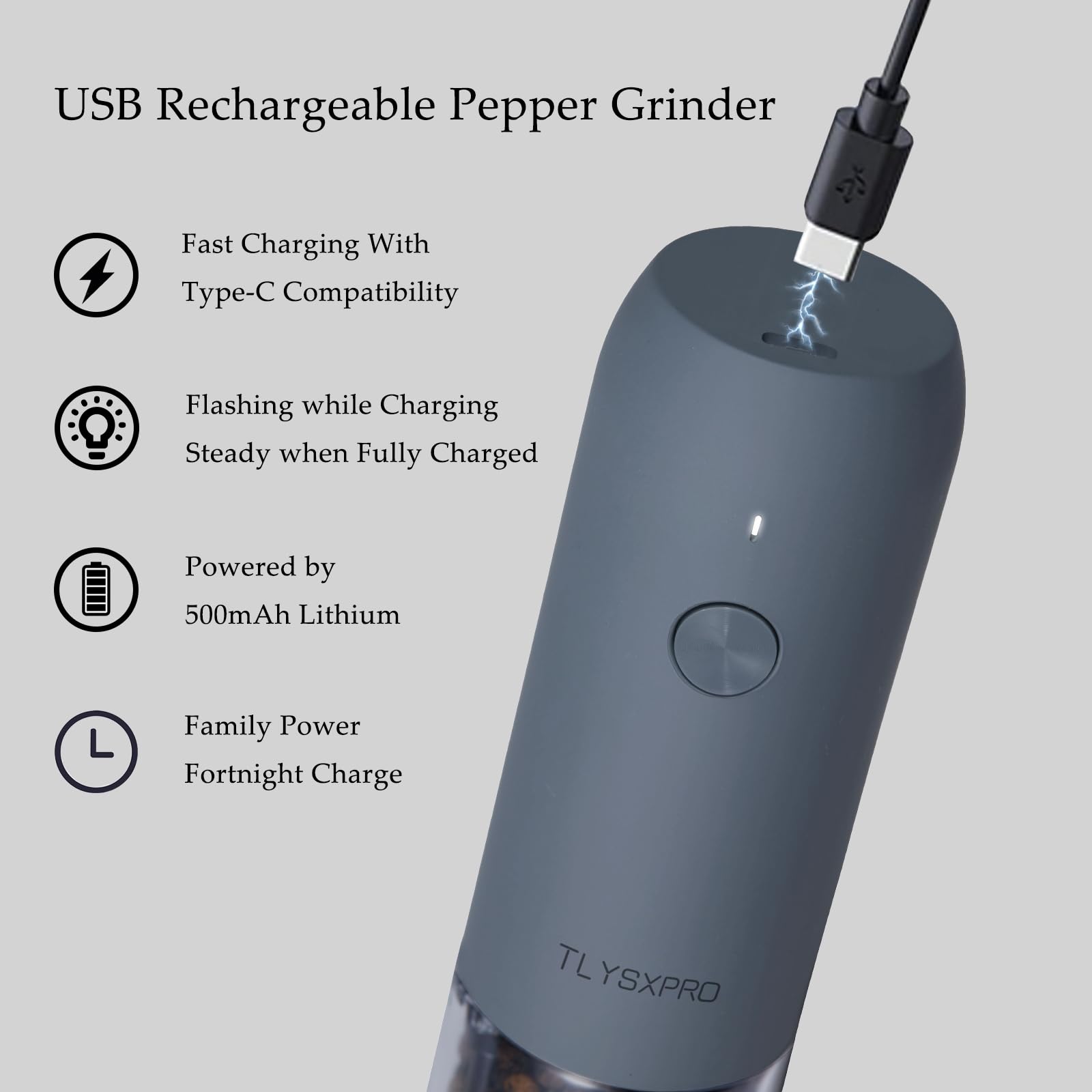 TLYSXPRO molino de pimienta con capacidad de 46 g para rellenar menos.