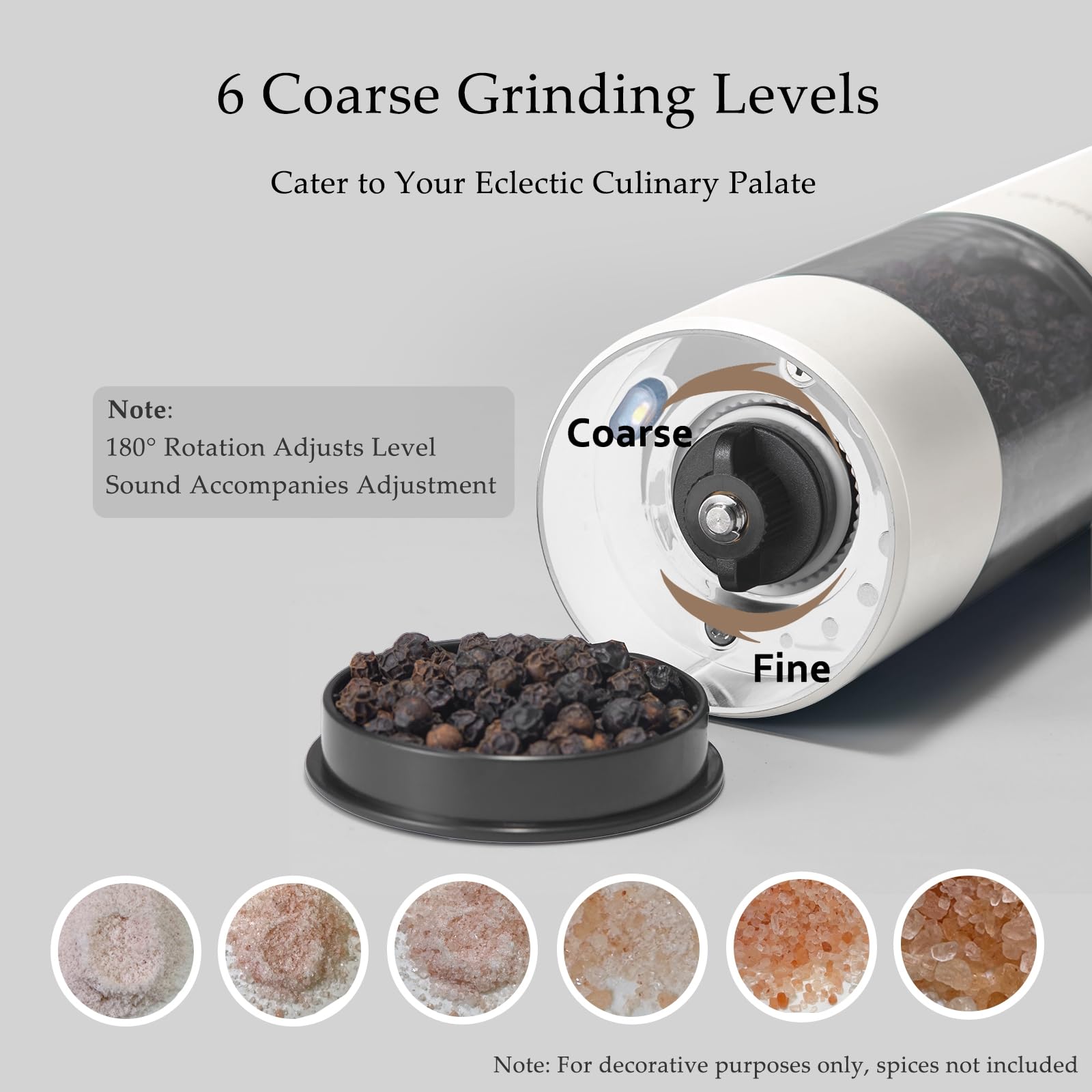 Molinillo recargable con puerto Tipo-C negro para uso diario