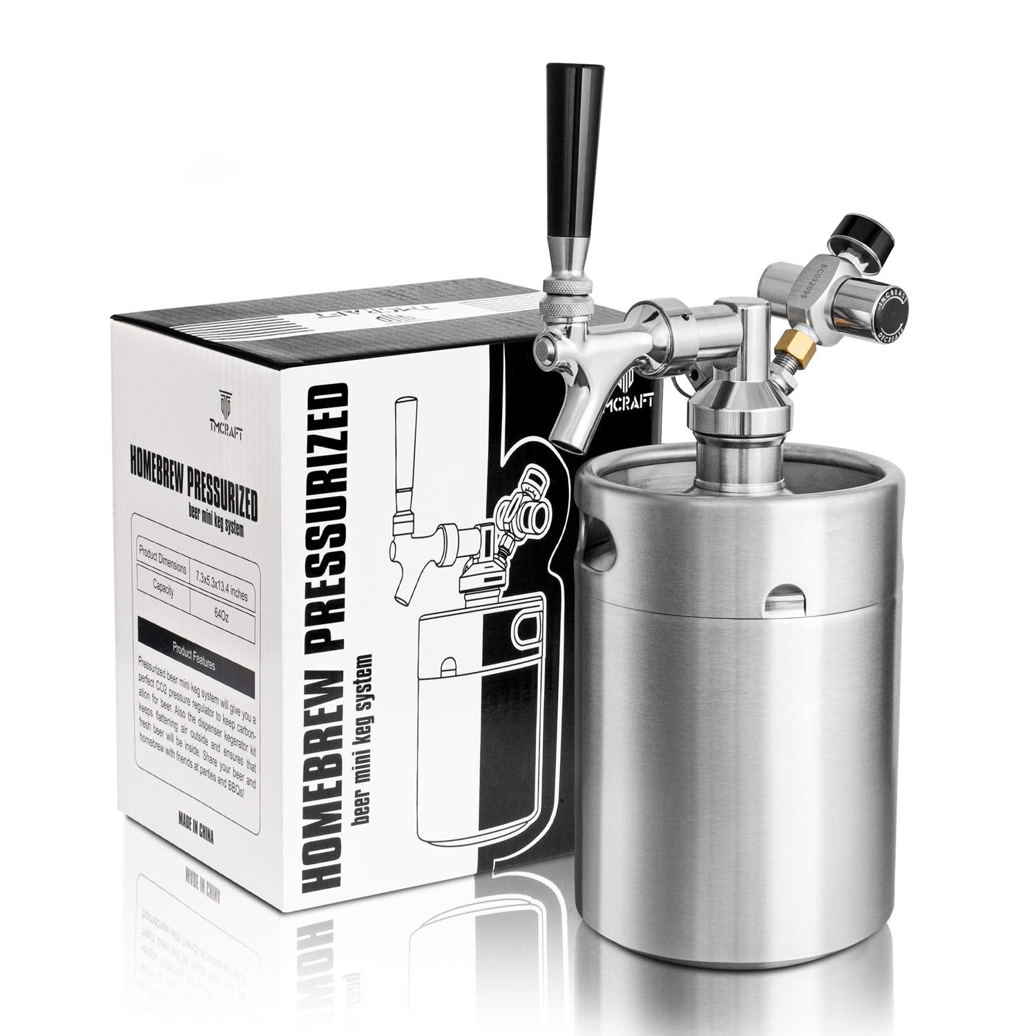 TMCRAFT Growler 64oz, cuerpo de acero inoxidable, mantiene la cerveza fresca.