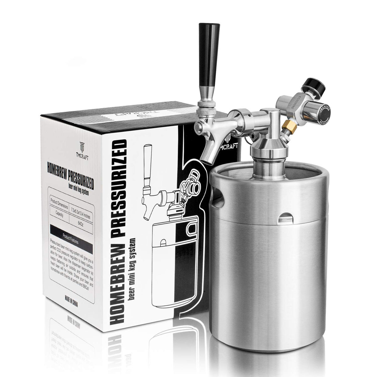 TMCRAFT Growler 64oz, cuerpo de acero inoxidable, mantiene la cerveza fresca.