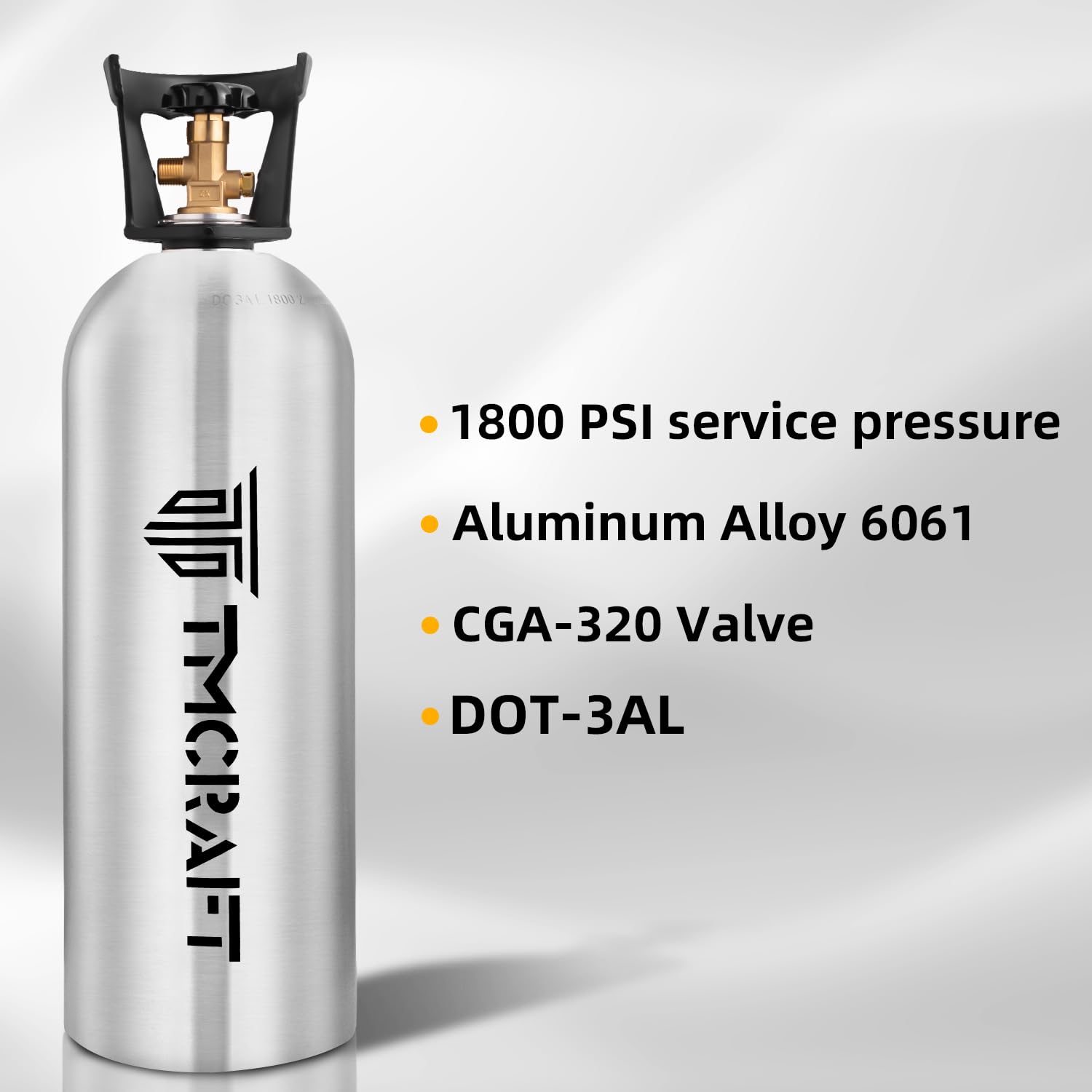 TMCRAFT tanque CO2 con mango ergonómico para transporte cómodo
