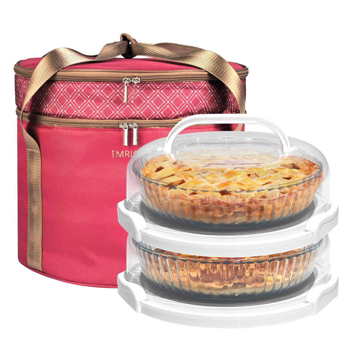 Tmrioplep dos-porta-pasteles-con-tapas: mantiene pasteles y tartas frescos durante el traslado.