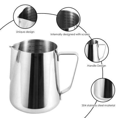 Jarra TMWEFUSC de acero inoxidable, 900 ml, duradera para uso diario.